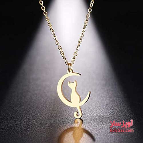 گردنبند گربه هلال ماه کد 100208
