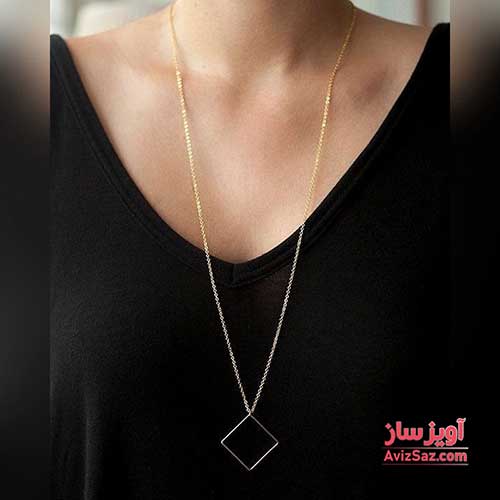 گردنبند لوزی هندسی کد 100239