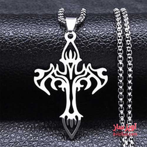 گردنبند نماد صلیب Hip Hop Cross Flame کد 100240