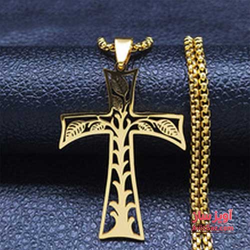 گردنبند صلیب با طرح درخت کد 100404