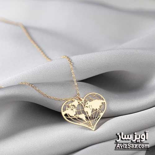 گردنبند قلب به طرح زمین کد 100670