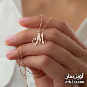 گردنبند حرف انگلیسی M با طرح پروانه کد 100747