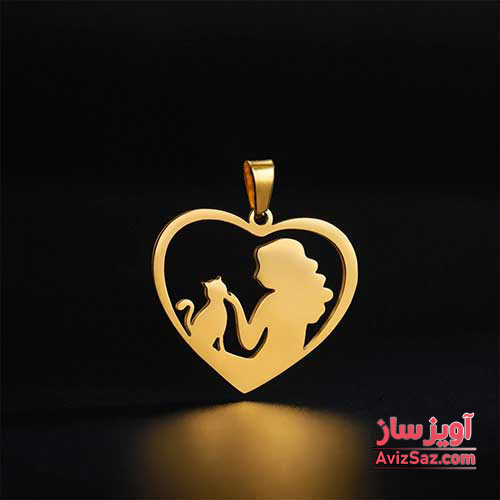 گردنبند دختر و گربه قلب کد 100951