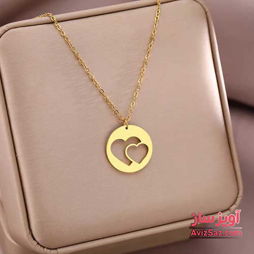 گردنبند قلب جفت و توخالی کد 101039