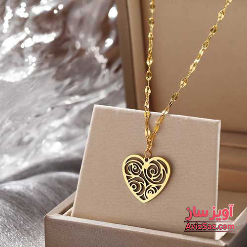 گردنبند قلب و گل کد 101042