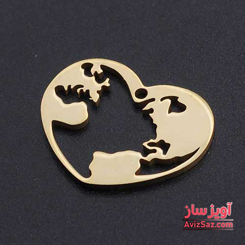 گردنبند قلب با طرح کره زمین کد 101062