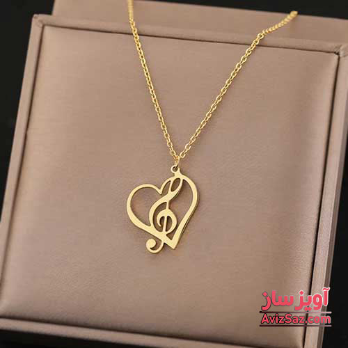 گردنبند قلب و نوت موسیقی کد 101069