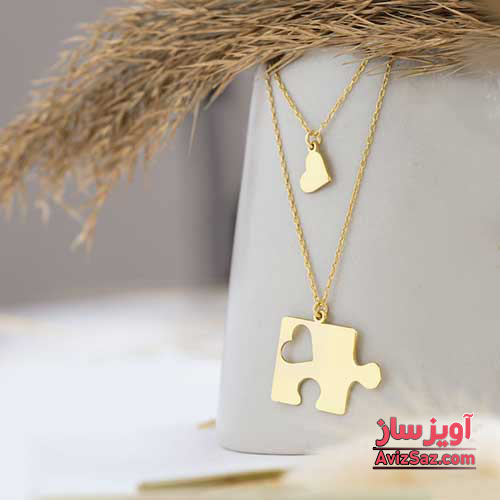 گردنبند پازل با طرح قلب کد 101076