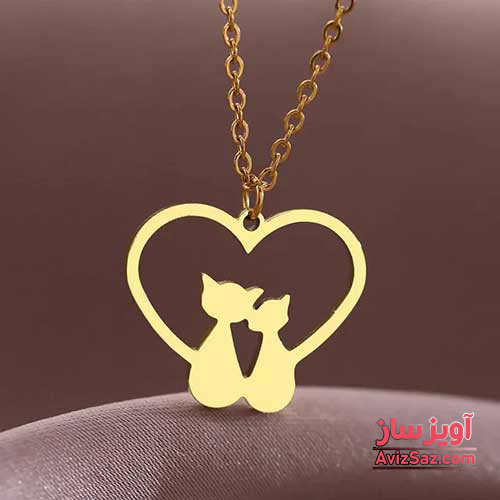 گردنبند دو گربه عاشقانه کد 101791