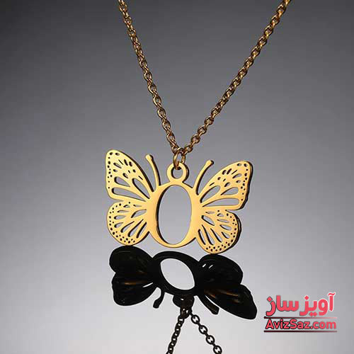 گردنبند حرف انگلیسی O طرح پروانه 102297