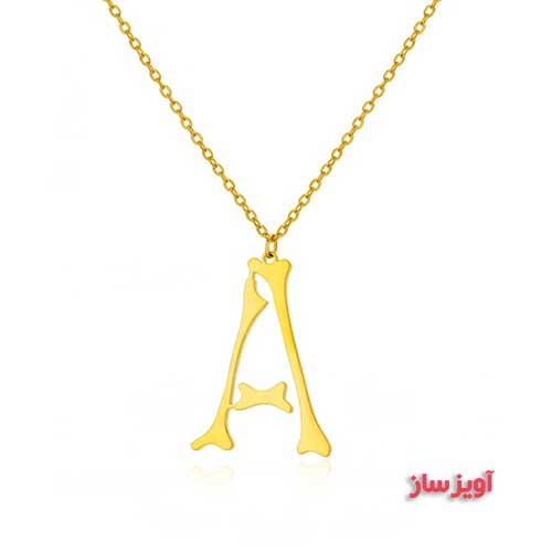گردنبند حرف انگلیسی A طرح استخوان کد 102496