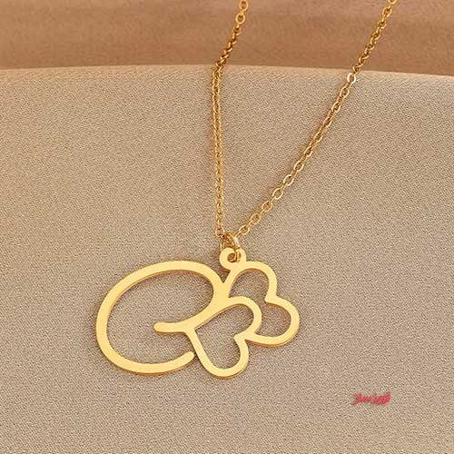 گردنبند حرف انگلیسی C طرح قلب کد 102553