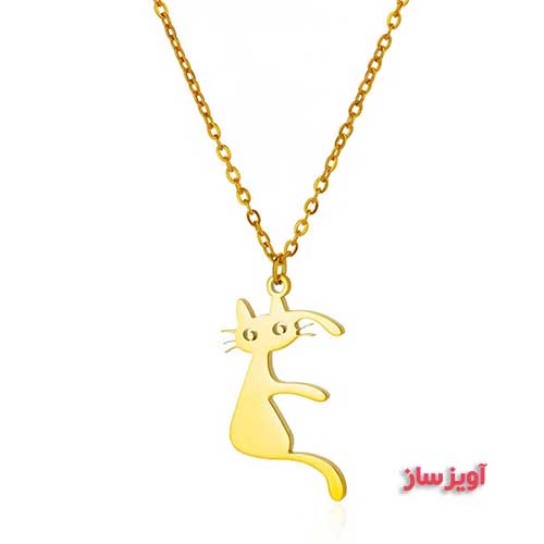 گردنبند حرف انگلیسی E طرح گربه فانتزی کد 102612