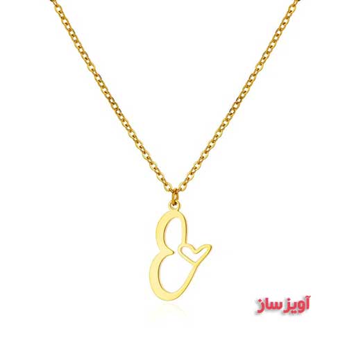 گردنبند حرف انگلیسی E طرح قلب کد 102619