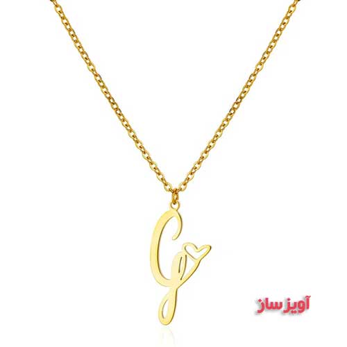 گردنبند حرف انگلیسی G طرح قلب کد 102663