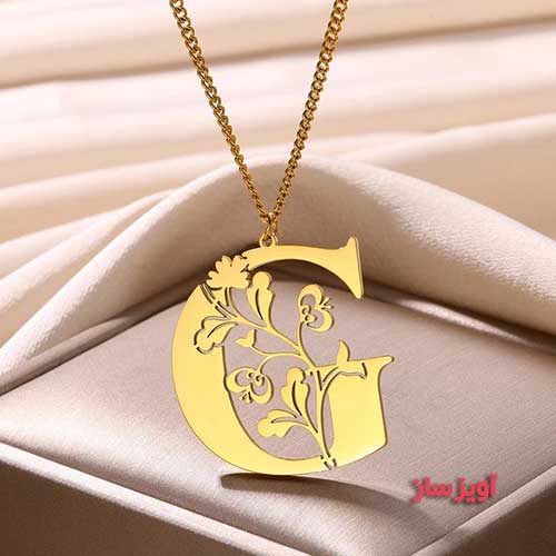گردنبند حرف انگلیسی G طرح گل کد 102667