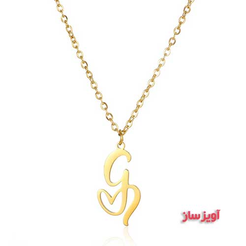 گردنبند حرف انگلیسی G طرح قلب کد 102677