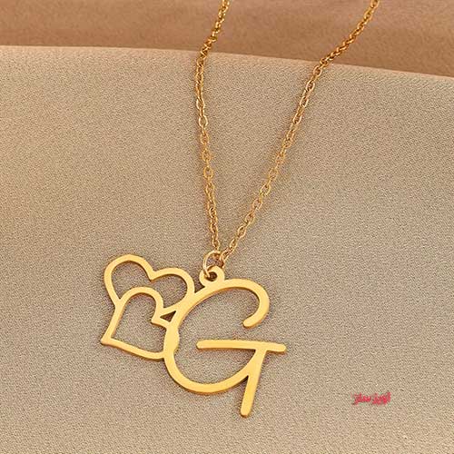 گردنبند حرف انگلیسی G طرح قلب کد 102678