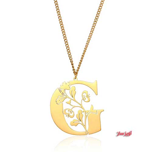 گردنبند حرف انگلیسی G طرح گل کد 102681