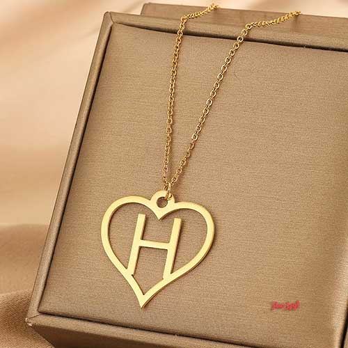 گردنبند حرف انگلیسی H طرح قلب کد 102691