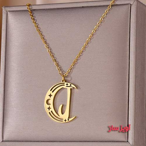 گردنبند حرف انگلیسی J طرح ماه کد 102752