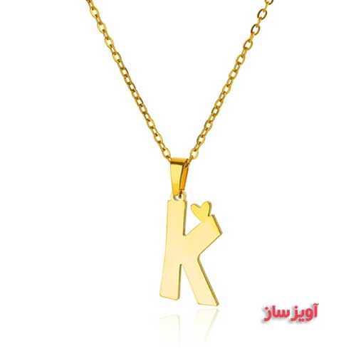گردنبند حرف انگلیسی K طرح قلب کد 102777