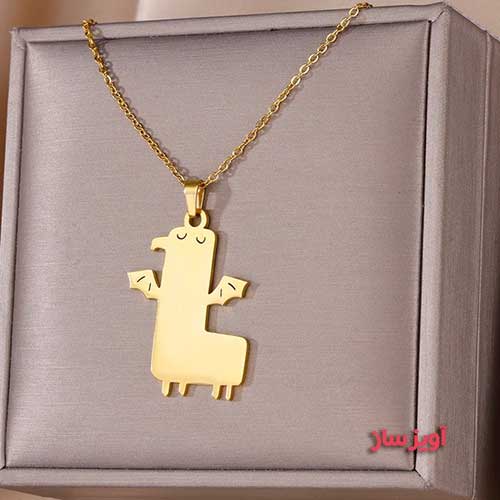 گردنبند حرف انگلیسی L طرح هیولای فانتزی کد 102805