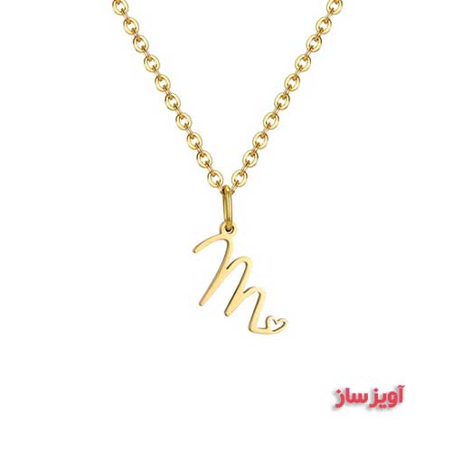 گردنبند حرف انگلیسی M طرح قلب کد 102845