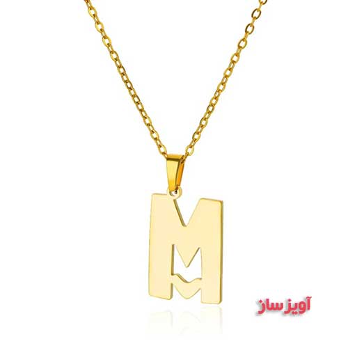 گردنبند حرف انگلیسی M طرح قلب کد 102849