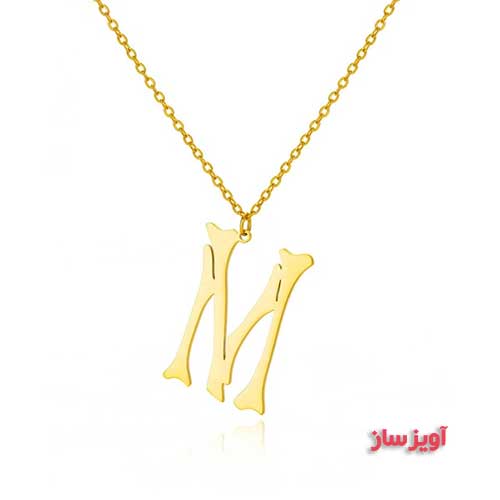 گردنبند حرف انگلیسی M طرح استخوانی کد 102856
