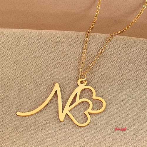 گردنبند حرف انگلیسی N طرح قلب کد 102881