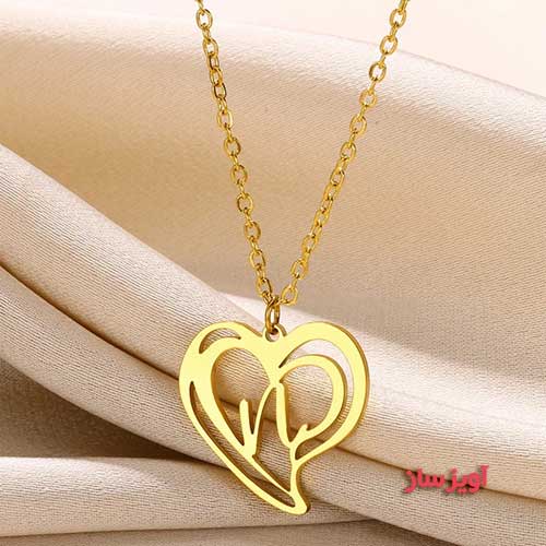 گردنبند حرف انگلیسی N طرح قلب کد 102886