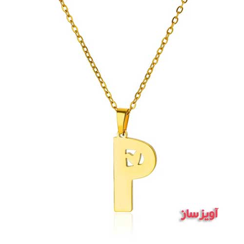 گردنبند حرف انگلیسی P طرح قلب کد 102927