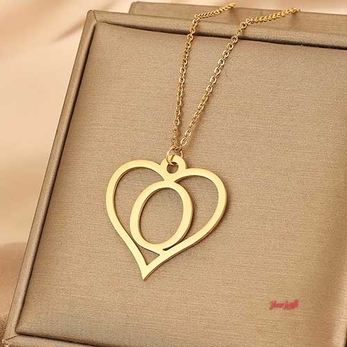 گردنبند حرف انگلیسی Q طرح قلب کد 102961
