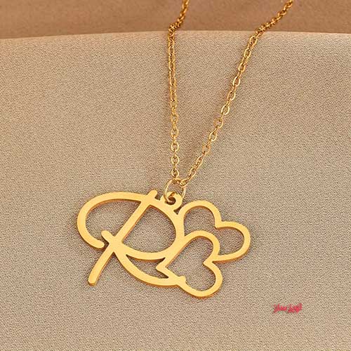 گردنبند حرف انگلیسی R طرح قلب کد 102989