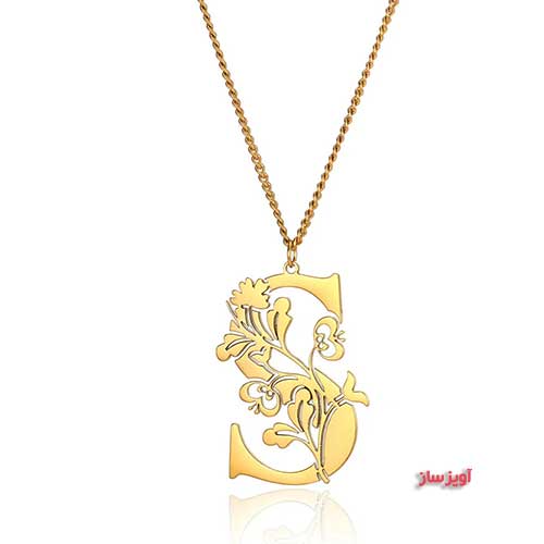 گردنبند حرف انگلیسی S طرح گل کد 103011