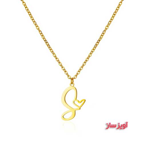 گردنبند حرف انگلیسی S طرح قلب کد 103012