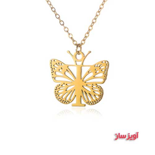 گردنبند حرف انگلیسی T طرح پروانه کد 103053