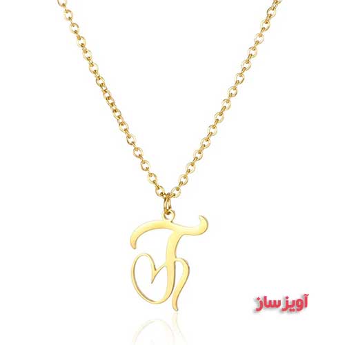 گردنبند حرف انگلیسی T طرح قلب کد 103054