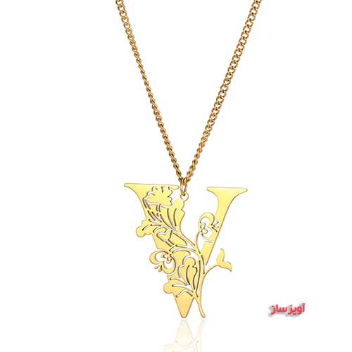 گردنبند حرف انگلیسی V کد 103119