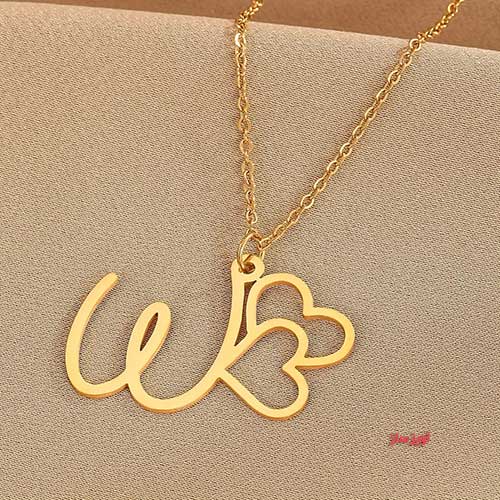 گردنبند حرف انگلیسی W طرح قلب کد 103137