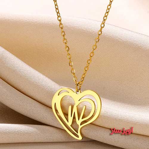 گردنبند حرف انگلیسی W طرح قلب کد 103147