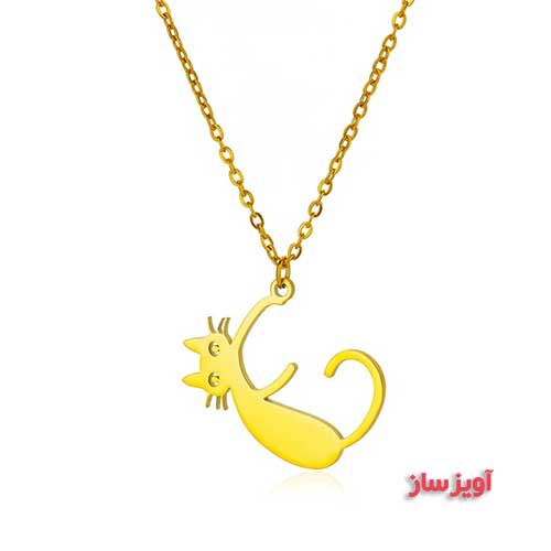 گردنبند حرف انگلیسی W طرح گربه فانتزی کد 103148