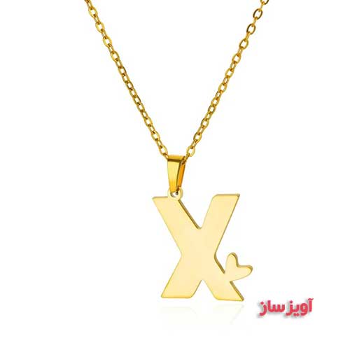 گردنبند حرف انگلیسی X طرح قلب کد 103157