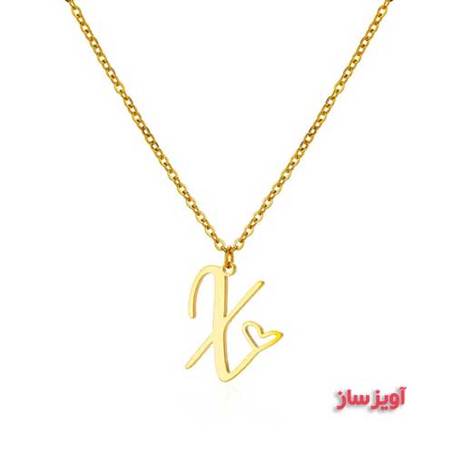 گردنبند حرف انگلیسی X طرح قلب کد 103164