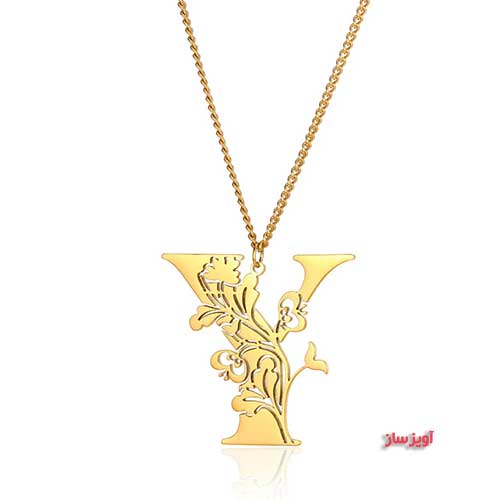 گردنبند حرف انگلیسی Y طرح گل کد 103196
