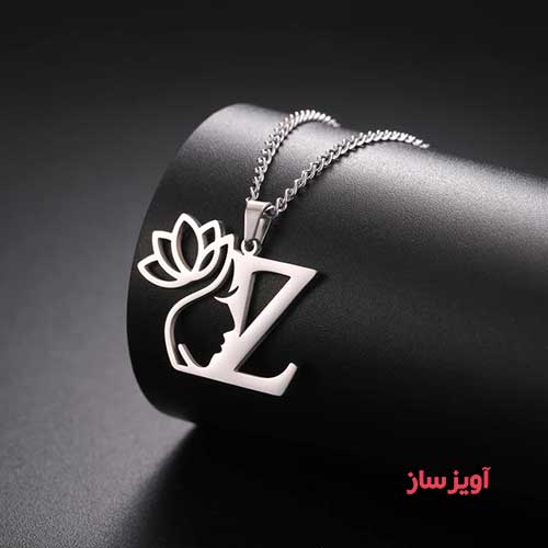 گردنبند حرف انگلیسی Z طرح گل نیلوفر کد 103221