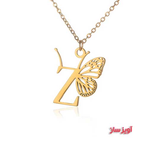 گردنبند حرف انگلیسی Z طرح پروانه کد 103233