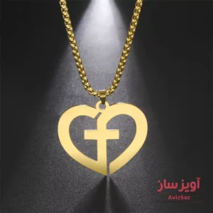 گردنبند حرف انگلیسی F با طرح قلب کد 100600