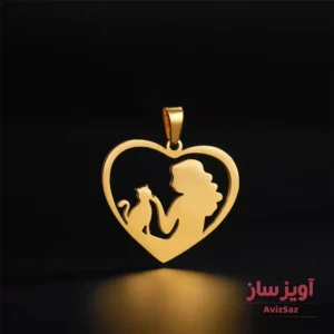 گردنبند دختر و گربه قلب کد 100951